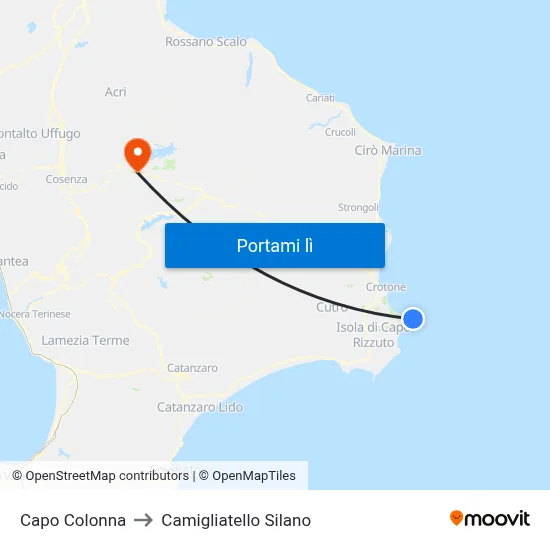 Capo Colonna to Camigliatello Silano map