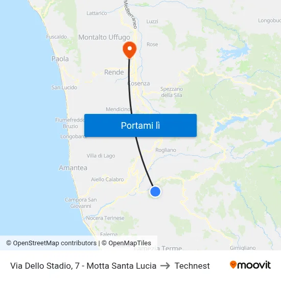 Via Dello Stadio, 7 - Motta Santa Lucia to Technest map
