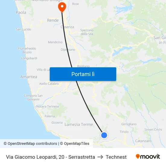 Via Giacomo Leopardi, 20 - Serrastretta to Technest map