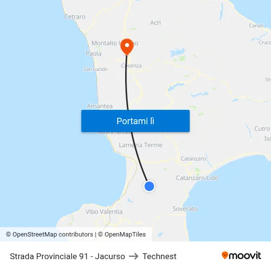 Strada Provinciale 91 - Jacurso to Technest map