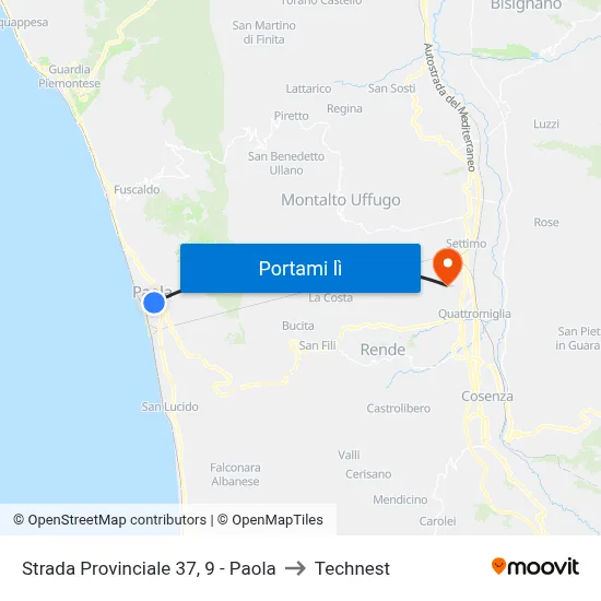 Strada Provinciale 37, 9 - Paola to Technest map