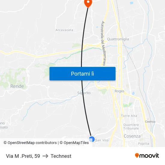 Via M .Preti, 59 to Technest map