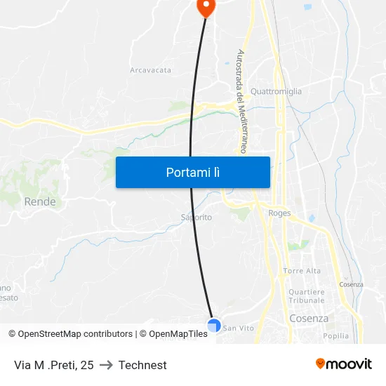 Via M .Preti, 25 to Technest map