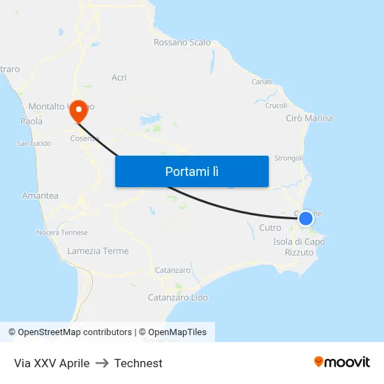 Via XXV Aprile to Technest map