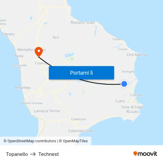 Topanello to Technest map