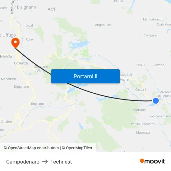 Campodenaro to Technest map