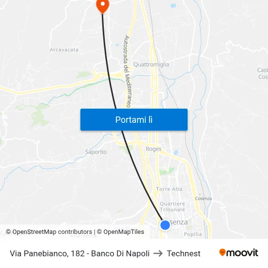 Via Panebianco, 182 - Banco Di Napoli to Technest map