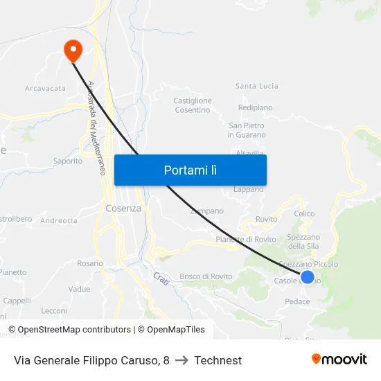 Via Generale Filippo Caruso, 8 to Technest map
