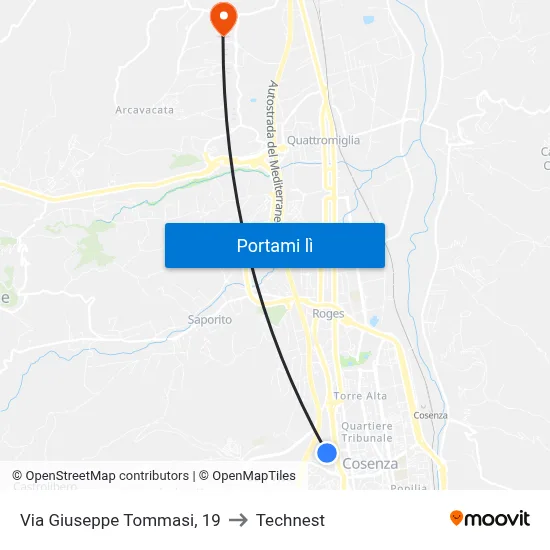 Via Giuseppe Tommasi, 19 to Technest map