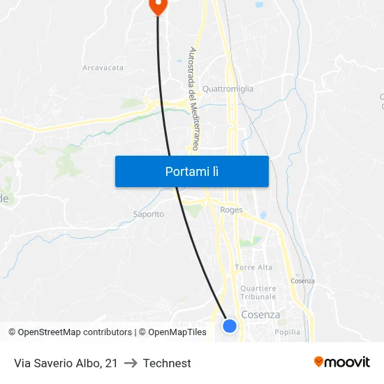 Via Saverio Albo, 21 to Technest map