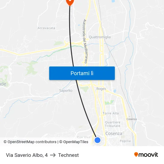 Via Saverio Albo, 4 to Technest map