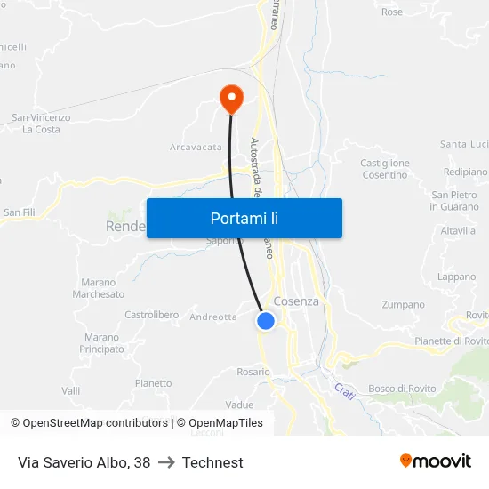 Via Saverio Albo, 38 to Technest map