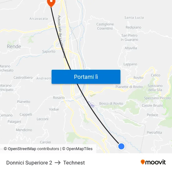 Donnici Superiore 2 to Technest map