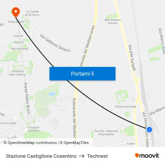 Stazione Castiglione Cosentino to Technest map