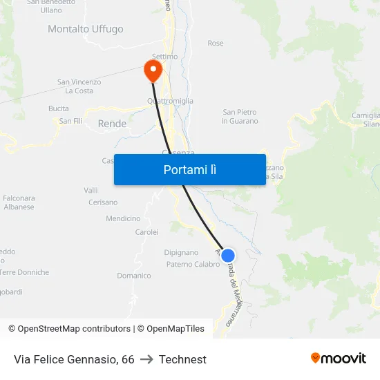 Via Felice Gennasio, 66 to Technest map