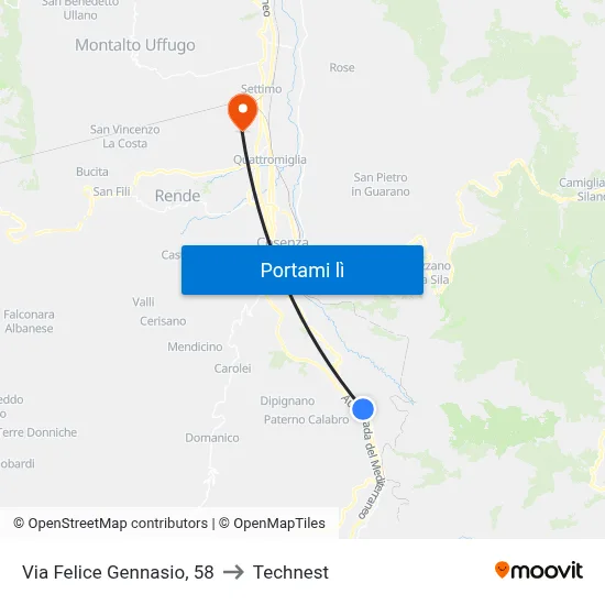 Via Felice Gennasio, 58 to Technest map