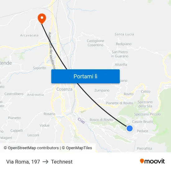 Via Roma, 197 to Technest map