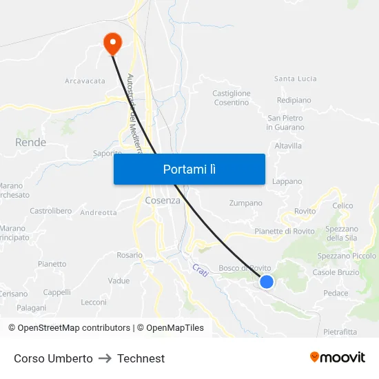 Corso Umberto to Technest map
