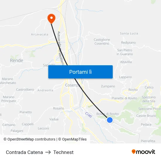 Contrada Catena to Technest map