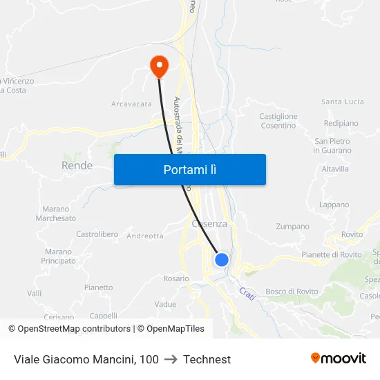 Viale Giacomo Mancini, 100 to Technest map