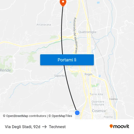 Via Degli Stadi, 92d to Technest map