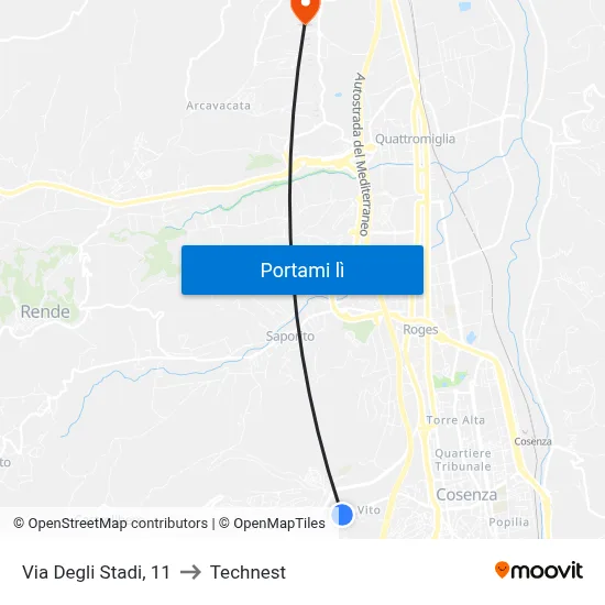 Via Degli Stadi, 11 to Technest map