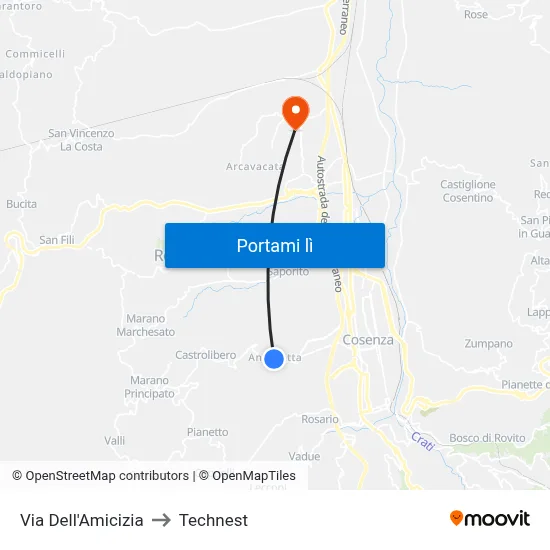 Via Dell'Amicizia to Technest map