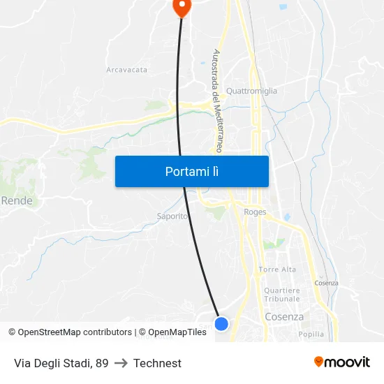 Via Degli Stadi, 89 to Technest map
