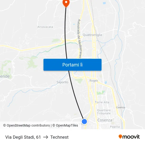 Via Degli Stadi, 61 to Technest map