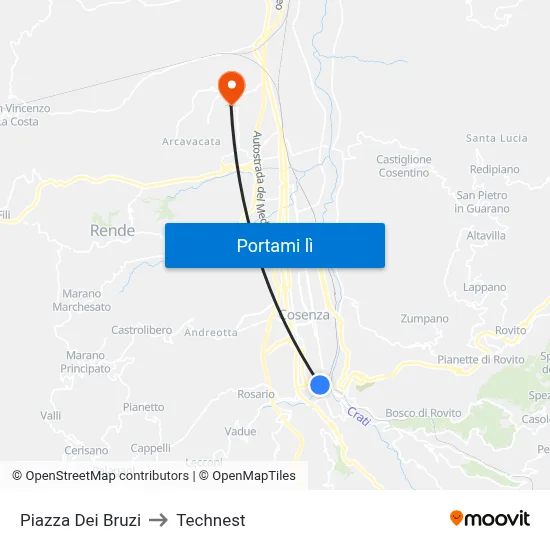 Piazza Dei Bruzi to Technest map