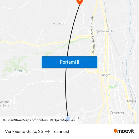 Via Fausto Gullo, 26 to Technest map