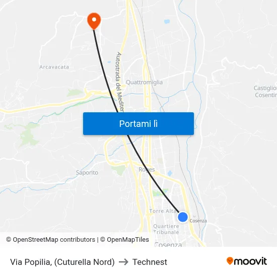Via Popilia, (Cuturella Nord) to Technest map