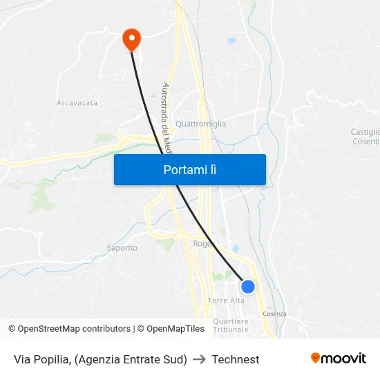 Via Popilia, (Agenzia Entrate Sud) to Technest map