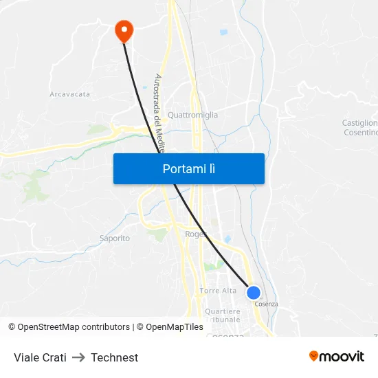 Viale Crati to Technest map
