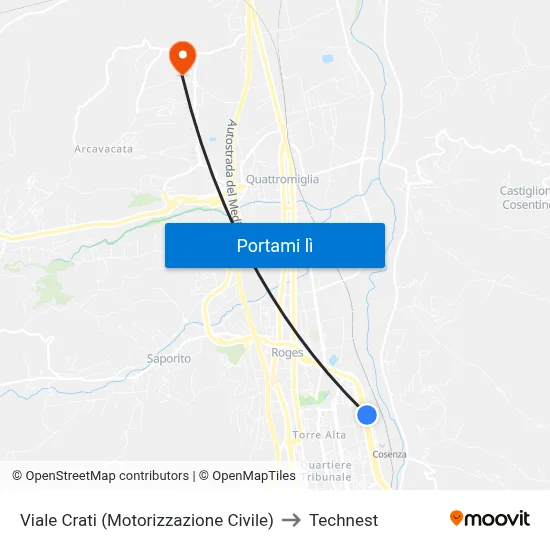 Viale Crati (Motorizzazione Civile) to Technest map