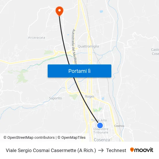 Viale Sergio Cosmai Casermette (A Rich.) to Technest map
