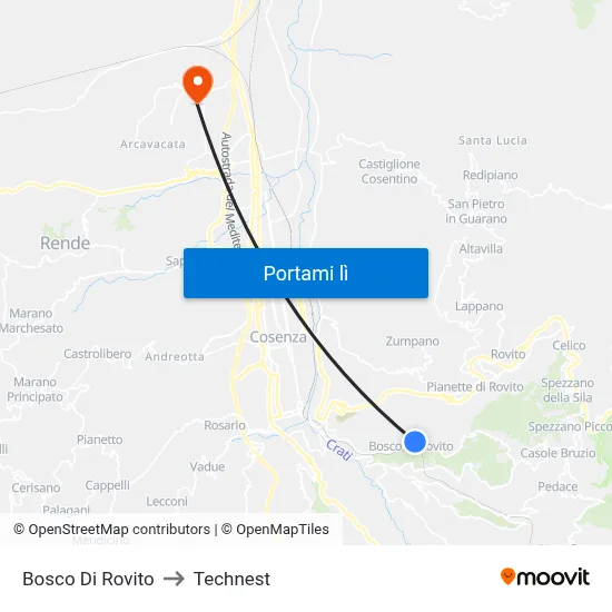 Bosco Di Rovito to Technest map