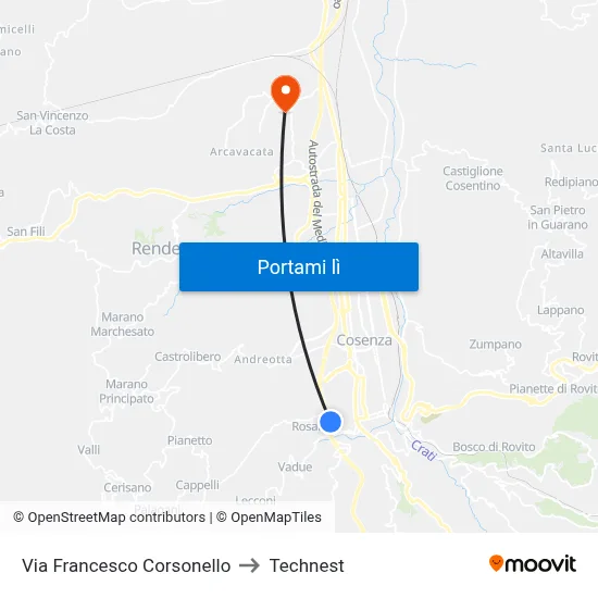 Via Francesco Corsonello to Technest map