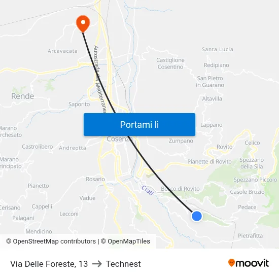 Via Delle Foreste, 13 to Technest map