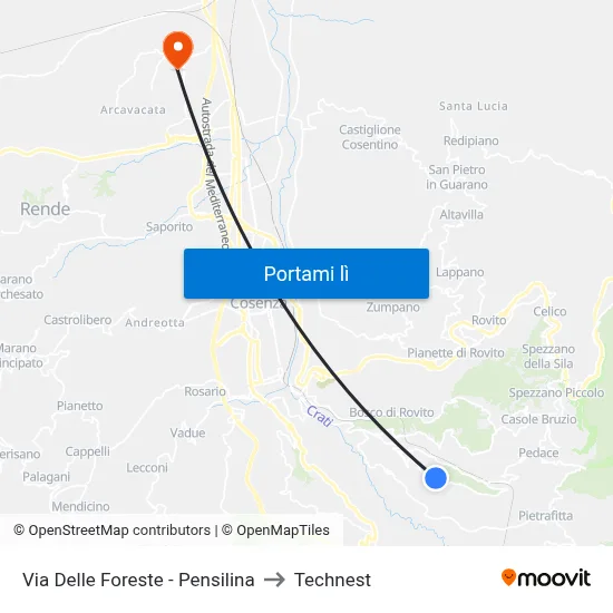 Via Delle Foreste - Pensilina to Technest map