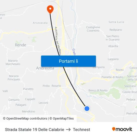 Strada Statale 19 Delle Calabrie to Technest map