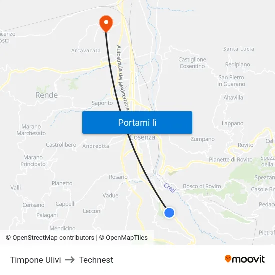 Timpone Ulivi to Technest map