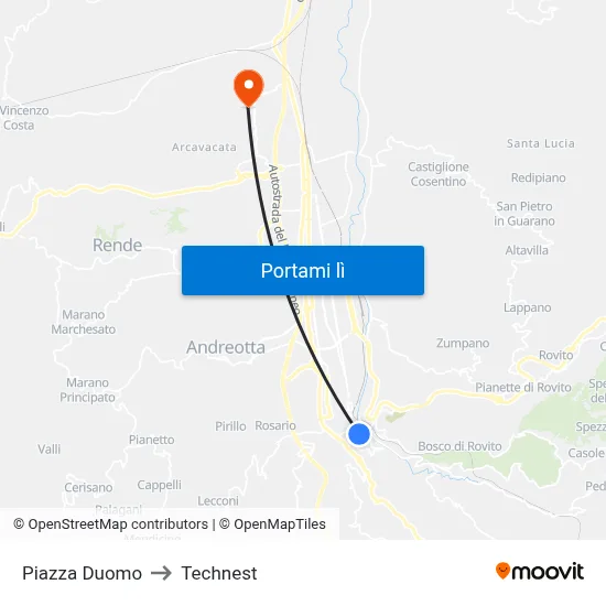 Piazza Duomo to Technest map