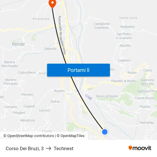 Corso Dei Bruzi, 3 to Technest map