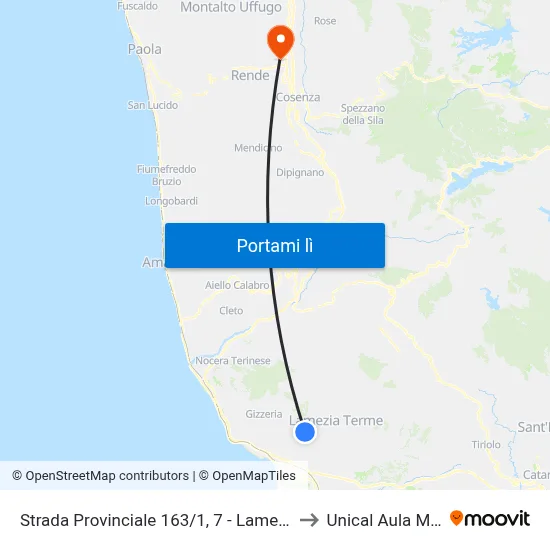 Strada Provinciale 163/1, 7 - Lamezia Terme to Unical Aula Magna map