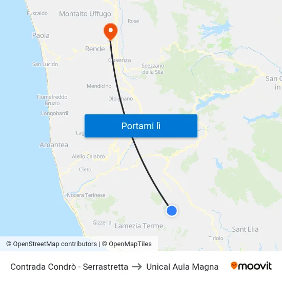 Contrada Condrò - Serrastretta to Unical Aula Magna map