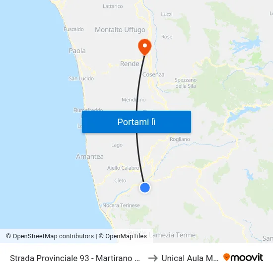 Strada Provinciale 93 - Martirano Lombardo to Unical Aula Magna map
