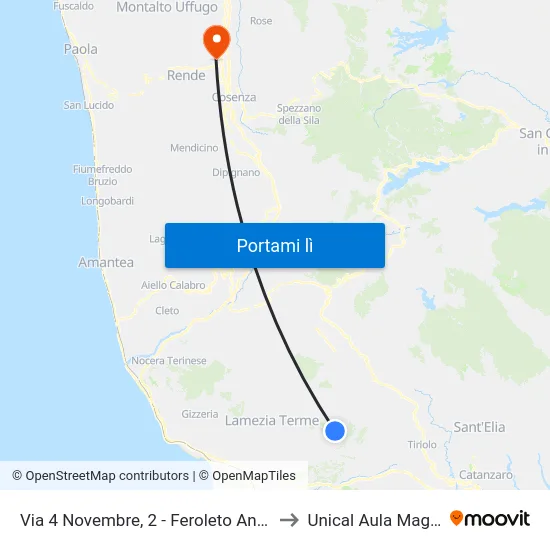 Via 4 Novembre, 2 - Feroleto Antico to Unical Aula Magna map