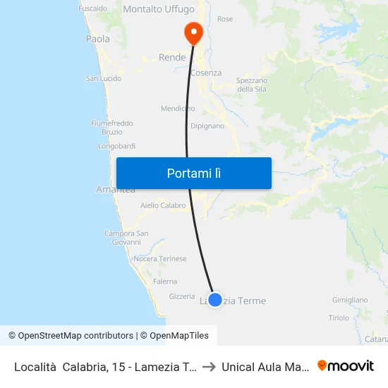 Località  Calabria, 15 - Lamezia Terme to Unical Aula Magna map