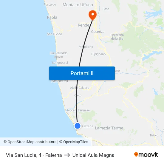 Via San Lucia, 4 - Falerna to Unical Aula Magna map